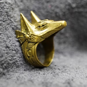 Brass Anubis Ring – Divine Egyptian God of the Afterlife - Egyptian Dog Anubis ring - customize your finger size now!