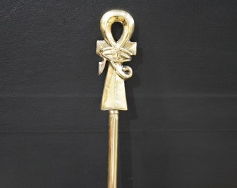 Egyptian Stick with Ankh, Eye of Ra, and Horus: Symbols of Life, Protection, and Divine Vision