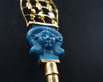 Hathor's Sistrum with Ankh Key and Nefertiti  : Symbol of Divine Femininity and Musical Harmony