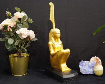 Gold Egyptian Goddess Maat - Handmade statue - Replica statue - handmade antique - home decor - made with care and love