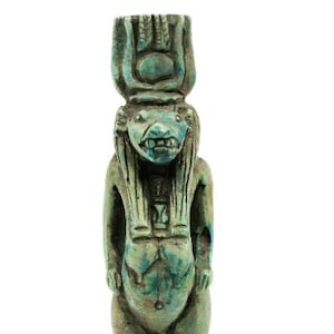 Amazing Taweret god of fertility with pregnancy with old touching - replica Altar statue like the original one -  made with Egyptian soul