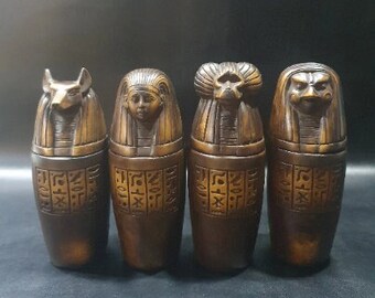 エジプト美術 カノプス壺セット ホルスの息子4人 2色 エジプト製