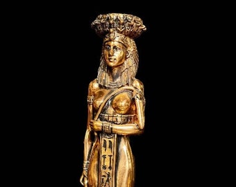 Gorgeous Queen Cleopatra The Beautiful Lover with amazing details - Handmade of Copper wash- Altar statue made with Egyptian soul