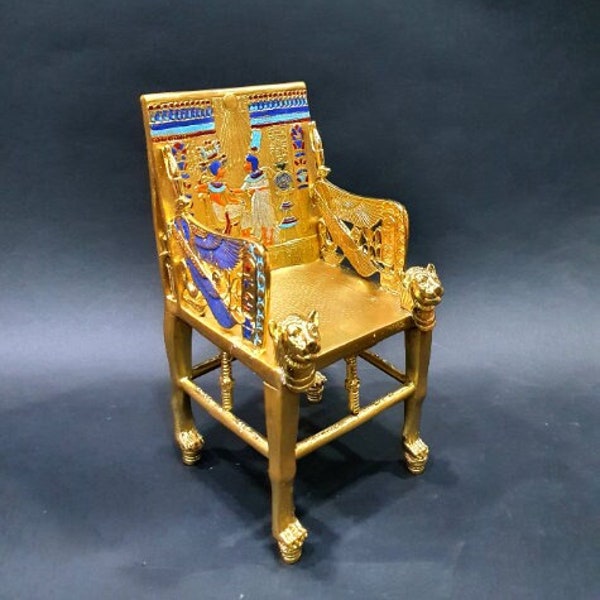 Gorgeous king Tutankhamun Throne - Handmade from the copper with the Gold painting  - Replica -Handmade - made in egypt