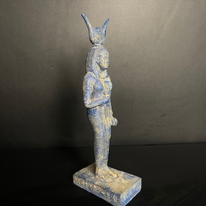 Blue stone HATHOR Goddess statue - Hathor statuette - made in egypt