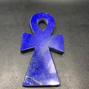 Blue Egyptian ANKH key of life with Amazing hand carving and natural color-Made of Real lapis lazuli Altar statue made with Egyptian soul image 2