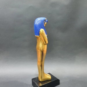 Ancient Egyptian Horus falcon with the beautiful blue and gold colors Handmade From Real Stone made in Egypt image 7