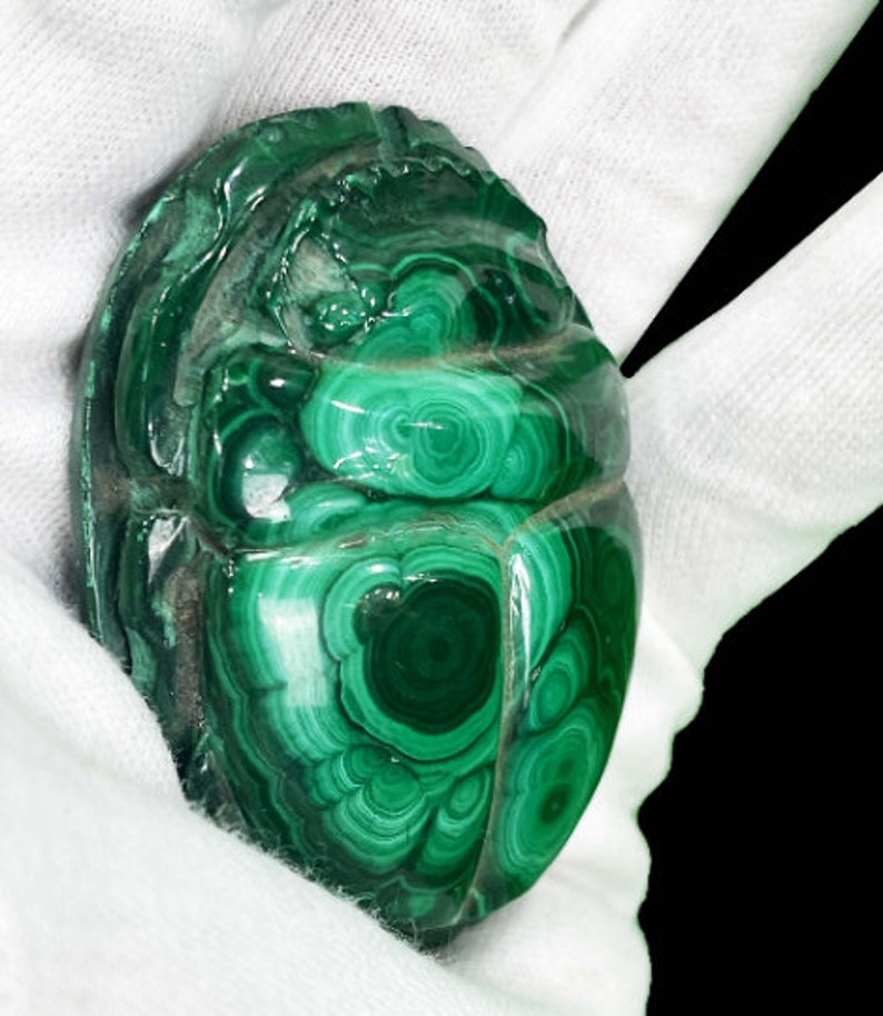 Ancient Egyptian Scarab, Scarab made from Malachite stone. image 2