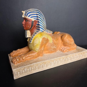 Egyptian Muscular Sphinx of Giza Replica one !! like the One in Hatshepsut temple - with amazing colors and the Cobra - Hand Made in Egypt