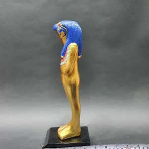 Ancient Egyptian Horus falcon with the beautiful blue and gold colors Handmade From Real Stone made in Egypt image 5