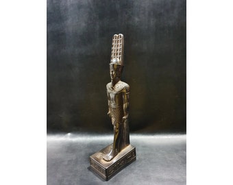 Fantastic AMUN-RA (god of the sun) standing, Carefully made from the Black Basalt stone- Replica Altar statue - made with Egyptian soul