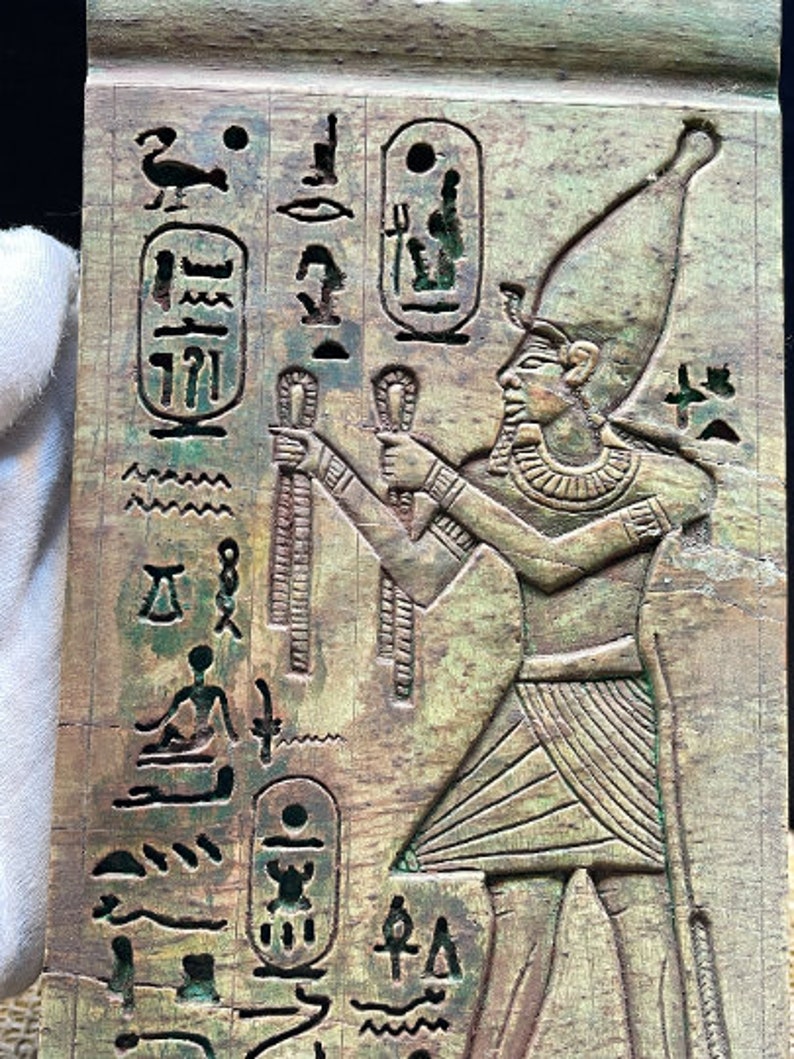 Handcarved Akhenaten Amulet, God Akhenaten, Handmade Jewelry, Egyptian Akhenaten, Wall decor, Handmade decor, Lord Akhenaten image 4