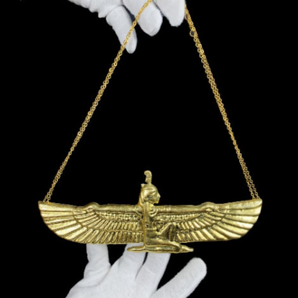 Unique Egyptian Pendant of The Goddess MAAT The goddess of Justice & Truth wearing the feather with amazing Gold color - Made in Egypt