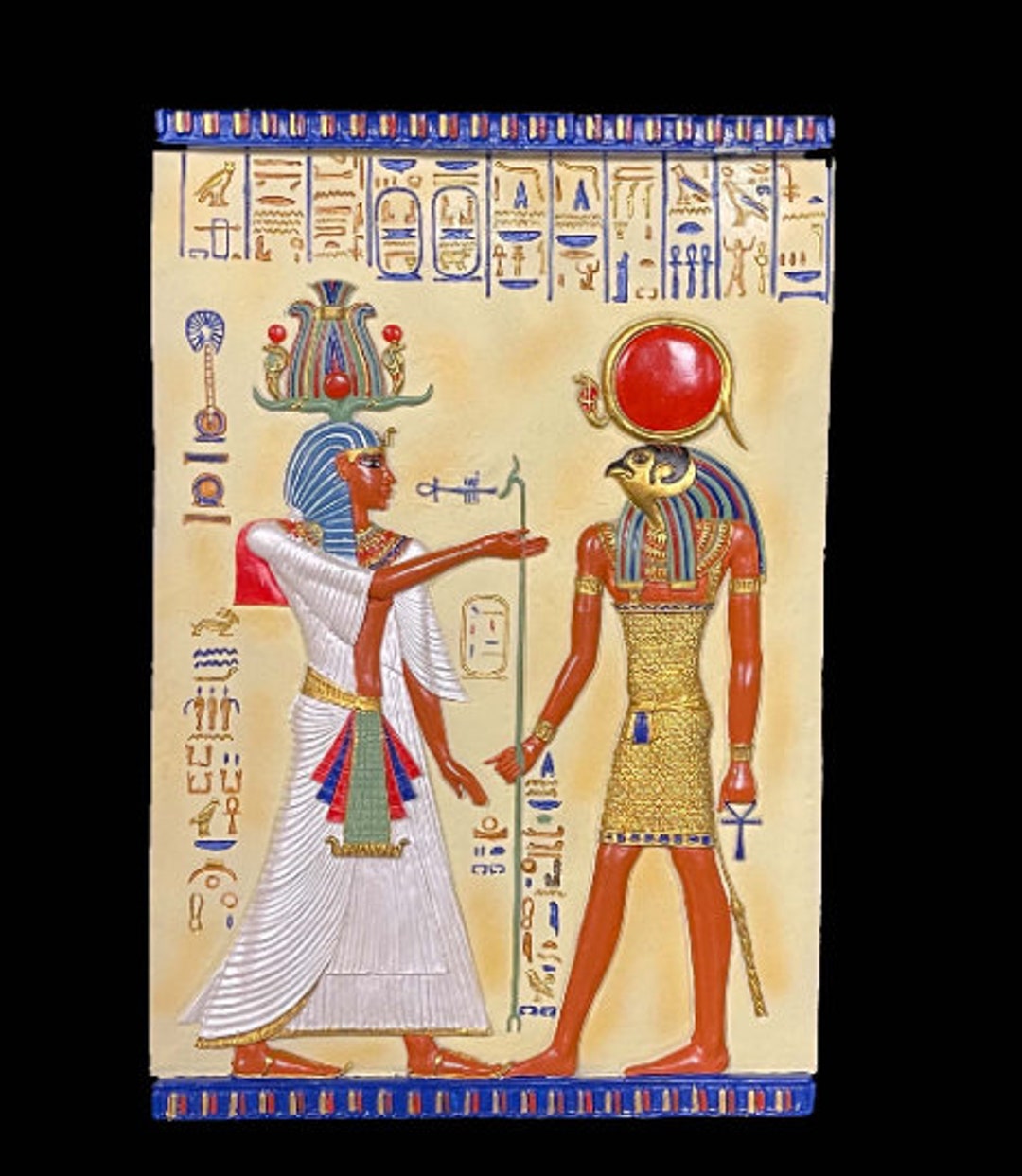 Large Wall Relief of Amun-ra and Osiris as a Falcon With Amazing ...
