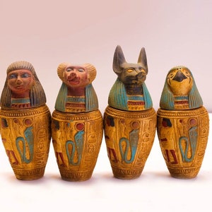 Beautiful Hand-Carved Canopic jars - Egyptian jars - Handmade Canopic - Replica canopic - made in Egypt