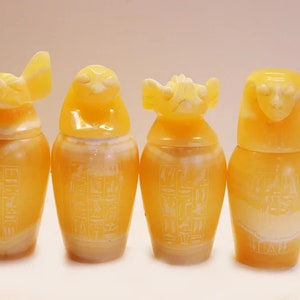 Gorgeous Light Hand-Carved Canopic jars - Egyptian jars - Handmade Canopic - Organs jars - Replica canopic - made in Egypt