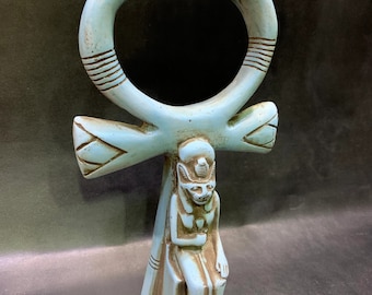 Egyptian ANKH (key of life) with Bastet goddess