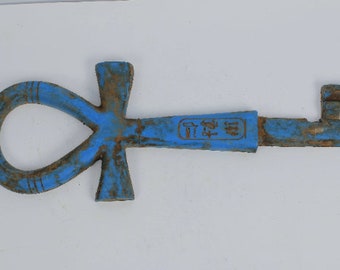 Large Egyptian ANKH (key of life) made from Blue stone with old patina - Our item is made with Egyptian soul