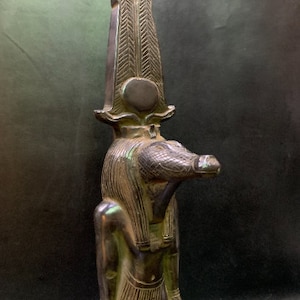 The Protector of Mothers and Children TAWERET ( Sobek ) Wearing the sun disk (Symbol of HATHOR) - Altar statue Made of Black stone in Egypt
