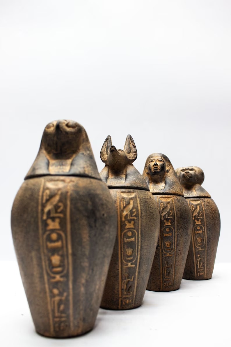 美しいカノプス壺 - エジプトの壺 - 手作りのカノプス壺 - オルガン壺