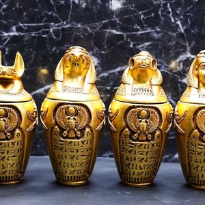 Replica Canopic jars - Egyptian jars - Handmade Canopic - Organs jars - spices jars- made in Egypt with care and love
