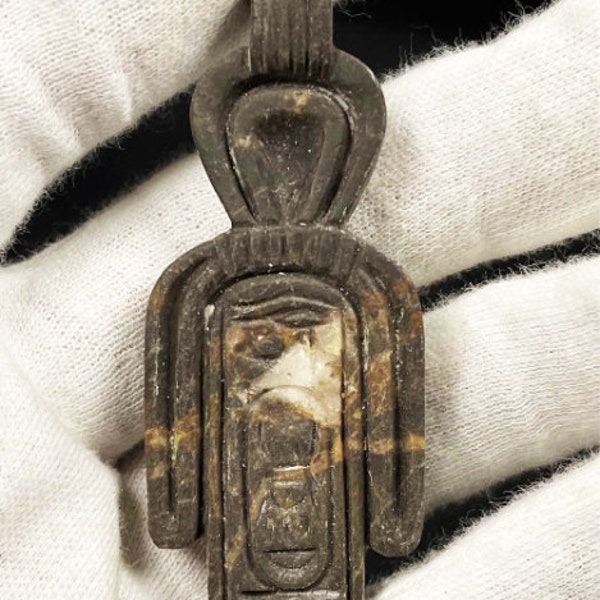 One Of A Kind Tyet amulet (knot of ISIS) or (girdle of ISIS) as a Pendant made of natural Granite stone-Altar statue made with Egyptian soul