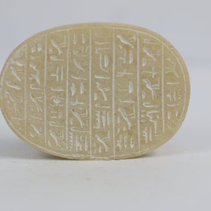 The Good luck SCARAB symbol of Good luck with The Egyptian hieroglyphs made from lime stone our item is made with Egyptian soul image 3