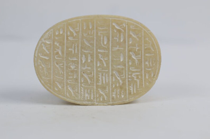 The Good luck SCARAB symbol of Good luck with The Egyptian hieroglyphs made from lime stone our item is made with Egyptian soul image 3