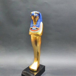 Ancient Egyptian Horus falcon with the beautiful blue and gold colors Handmade From Real Stone made in Egypt image 8