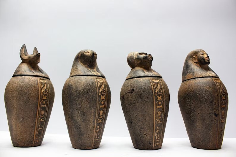 美しいカノプス壺 - エジプトの壺 - 手作りのカノプス壺 - オルガン壺