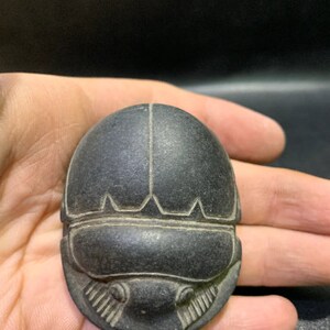 The Good luck SCARAB Hand made like the Replica Like the original one Made of Schist stone our item is made with Egyptian soul image 3