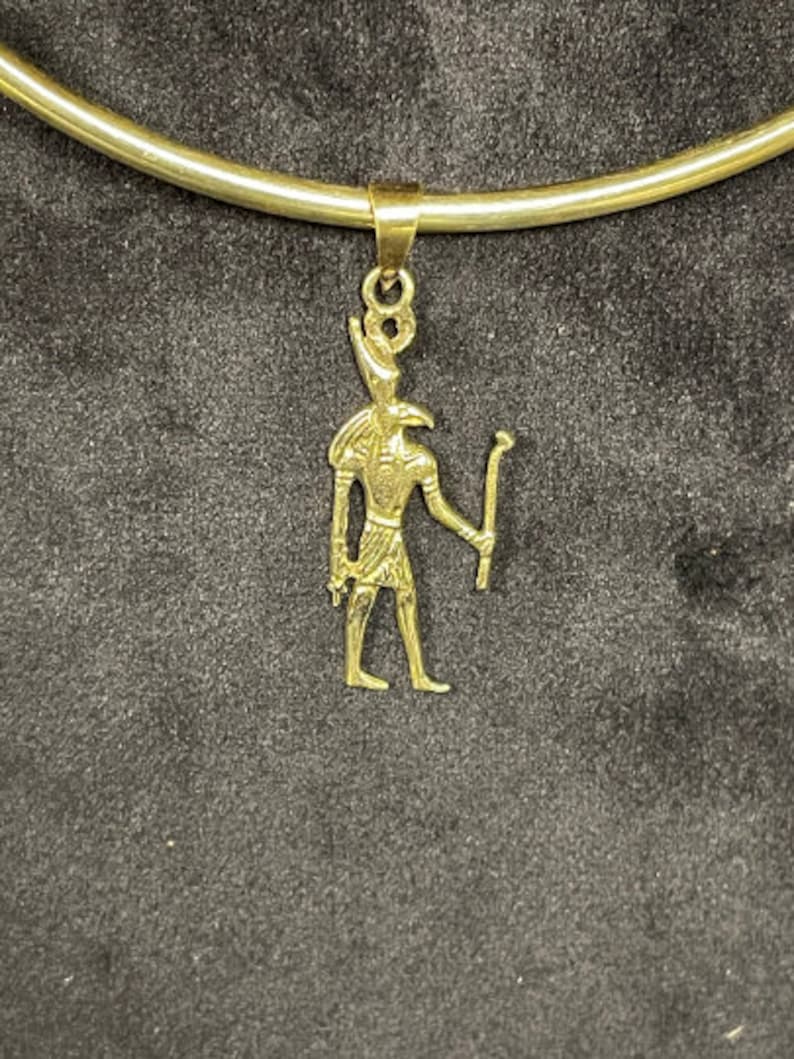 Amazing Set Seth God of Evil and war holding stick as an Amulet made in EGYPT from Copper with amazing Gold wash image 1