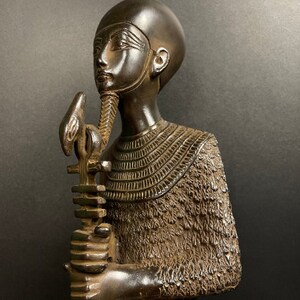 Ptah god, Ptah statue, Phthah Egyptian god, Egyptian god Ptah holding the emblems of life and power, Egyptian statue made from solid stone image 4