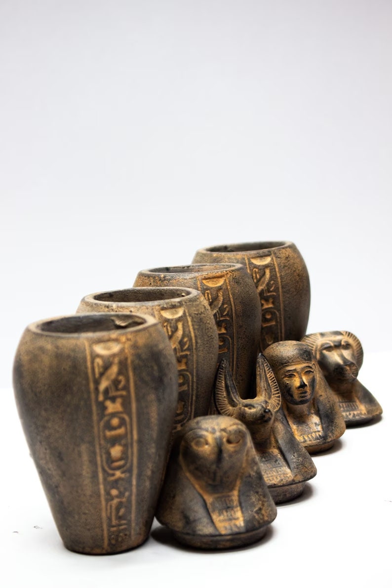 美しいカノプス壺 - エジプトの壺 - 手作りのカノプス壺 - オルガン壺