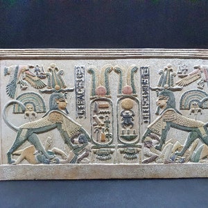 Famous Replica Tablet contains sculptures of The well known battle of TUTANKHAMUN, 9&quot;x16&quot; Lime stone Tablet-Hand Made in Egypt