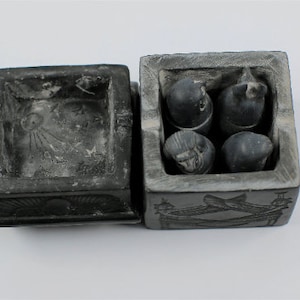 Unique Box of Canopic Jars Inside Egyptian Handmade From Gray Basalt - Jaw-Dropping Details!