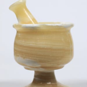 Dazzling Ancient Egyptian Pestle & Mortar Set Can be used as a potion mixer Handmade from natural yellow alabaster in Egypt image 1