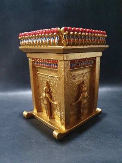 Gorgeous king Tutankhamun Throne - Handmade from the copper with the Gold painting  - Replica -Handmade - made in egypt