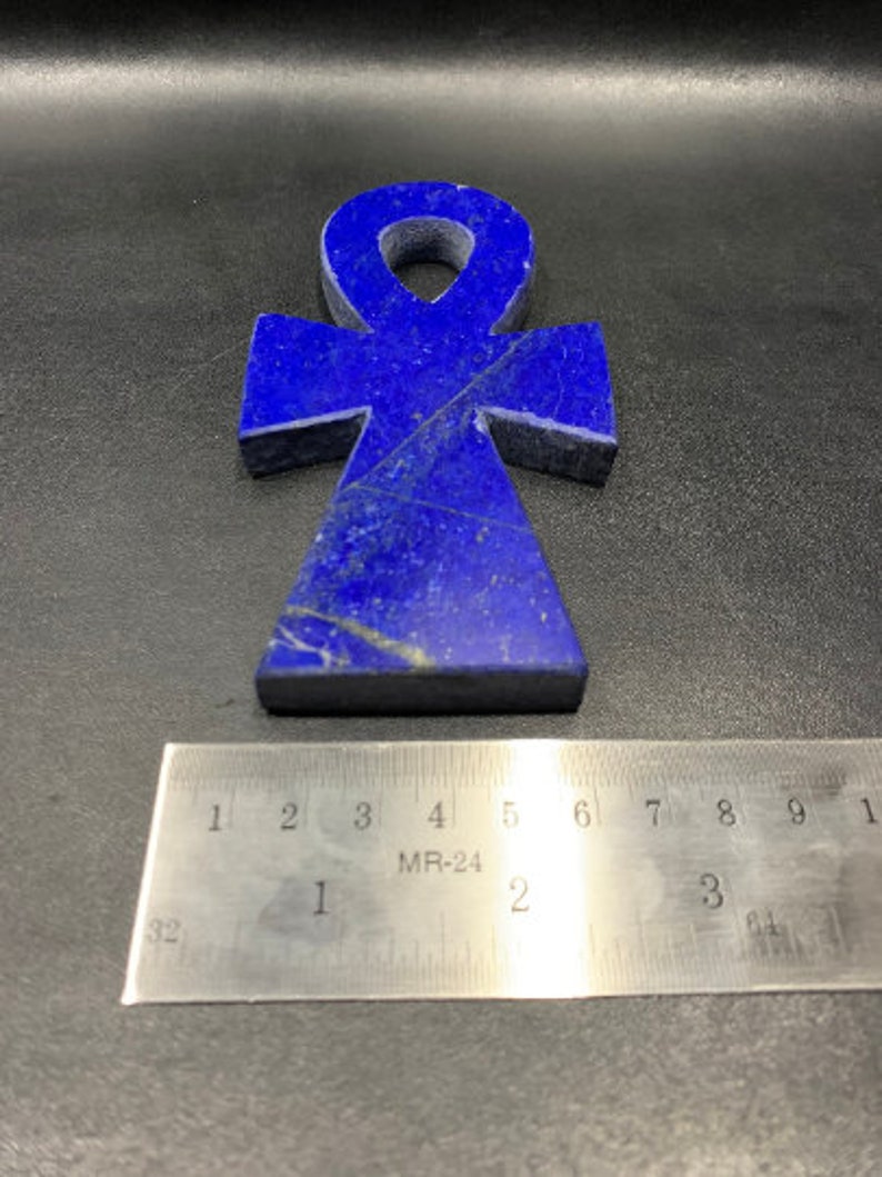 Blue Egyptian ANKH key of life with Amazing hand carving and natural color-Made of Real lapis lazuli Altar statue made with Egyptian soul image 4