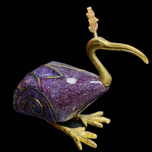 Egyptian Bird IBIS god of knowledge (THOTH) with lotus flower in a beautiful natural color-djehuti statue-tehoti statue