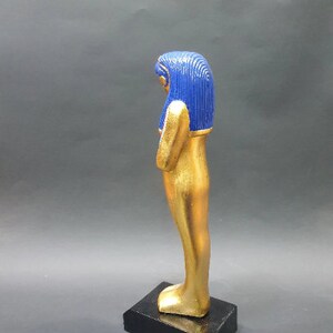 Ancient Egyptian Horus falcon with the beautiful blue and gold colors Handmade From Real Stone made in Egypt image 2