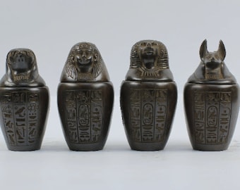 エジプト美術 カノプス壺セット ホルスの息子4人 2色 エジプト製