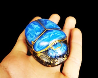 Blue Good luck SCARAB with the Egyptian Details like the original one-made of Real Natural Quartz-Natural Quartz - Quartz gift - Rare Quartz