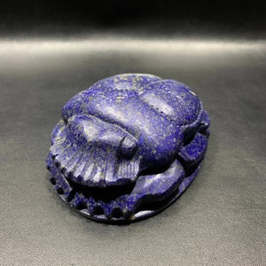Gorgeous Egyptian Scarab -Altar statue made of Real lapis lazuli with natural color-Amazing Inscriptions Hand Carved-made with Egyptian soul