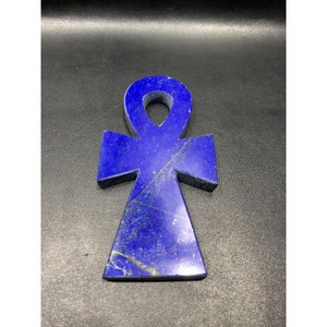 Blue Egyptian ANKH key of life with Amazing hand carving and natural color-Made of Real lapis lazuli Altar statue made with Egyptian soul image 1