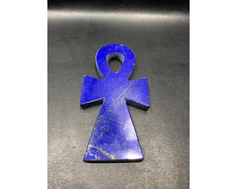 Blue Egyptian ANKH key of life with Amazing hand carving and natural color-Made of Real lapis lazuli Altar statue made with Egyptian soul image 1