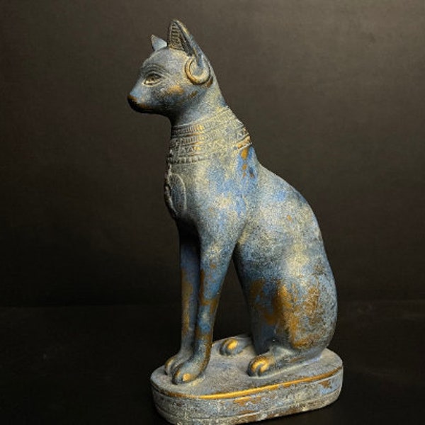 Bluestone Bastet goddess statue - home decor cat - bastet figure - Bastet statue for sale - cat goddess .