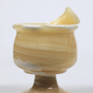 Dazzling Ancient Egyptian Pestle & Mortar Set Can be used as a potion mixer Handmade from natural yellow alabaster in Egypt image 3