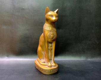 Gold Bastet Goddess statue - Cat Statue-Egyptian Bastet for sale-home decor cat-Ancient Statue-Bastet Sculpture.