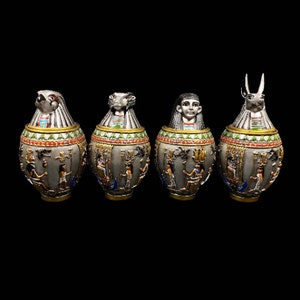 Egyptian Canopic jars - Home decor - Handmade antique - replica Canopic jars - Egyptian Canopic jars